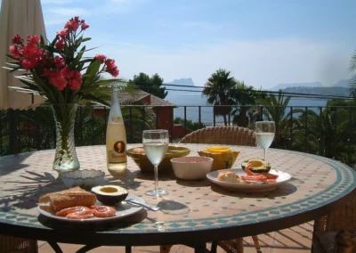 lunch with wine in the sun