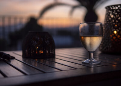wine glass in sunset